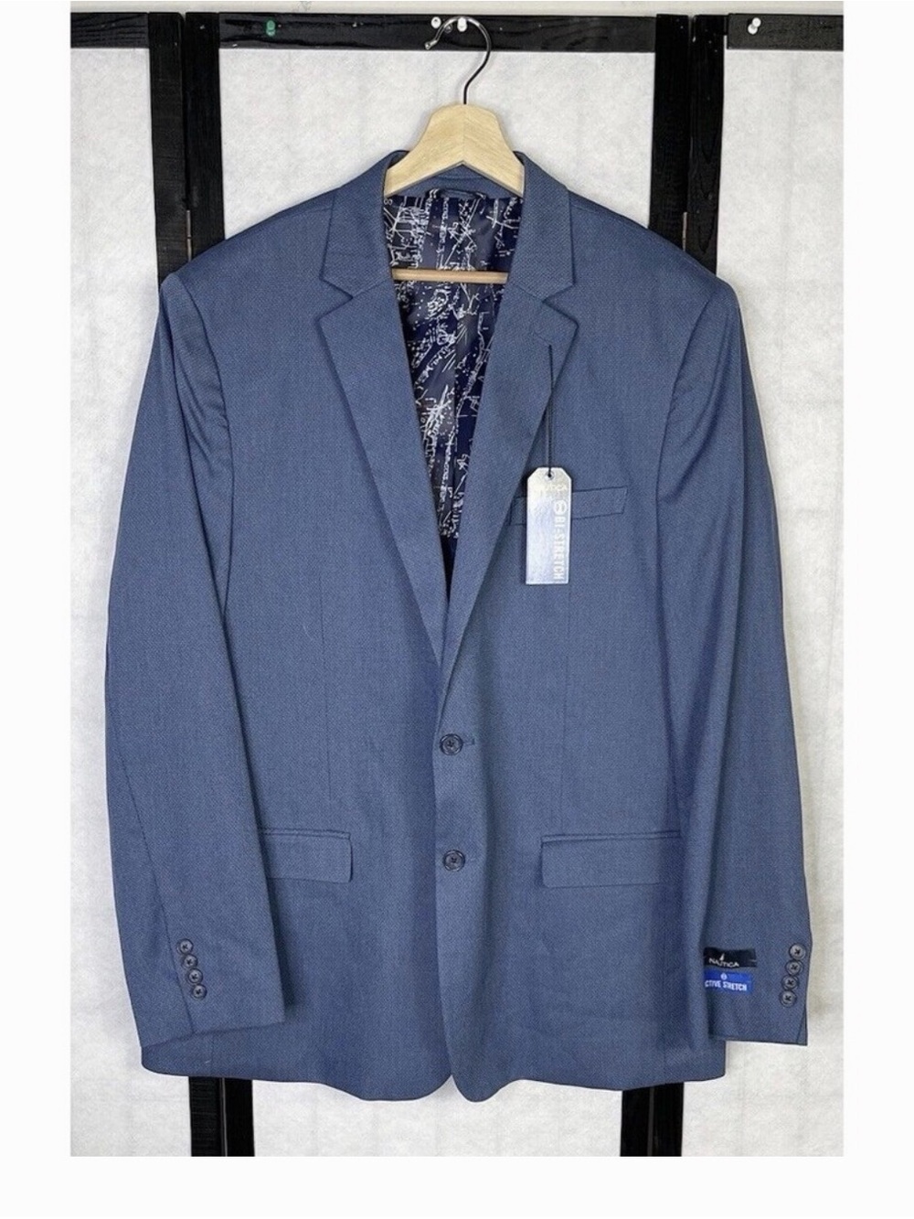 Nautica Men's Navy Textured Two-Button Blazer